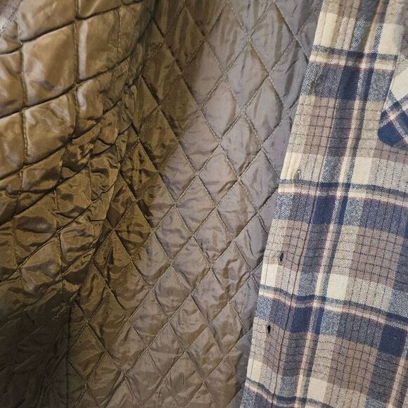 Northwest Territory mens wool blend quilted shirt, brown plaid. Size L. - Picture 3 of 6